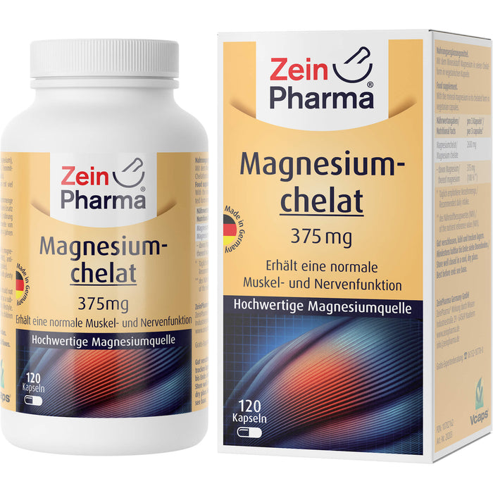 ZeinPharma Magnesium-chelat Kapseln für normale Muskel- und Nervenfunktion, 120 pc Capsules