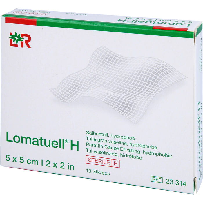 Lomatuell H Salbentüll 5 x 5 cm steril, 10 pc pansement