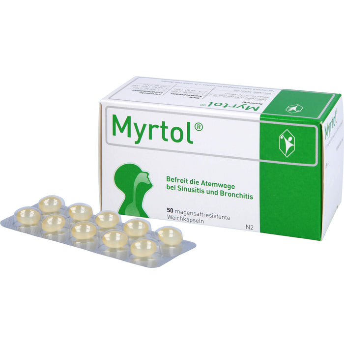 Myrtol Weichkapseln befreit die Atemwege bei Sinusitis und Bronchitis, 50 pc Capsules