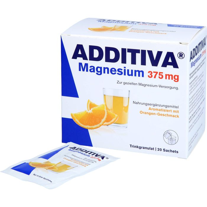 ADDITIVA Magnesium 375 mg Trinkgranulat Orangen-Geschmack, 20 pcs. Sachets