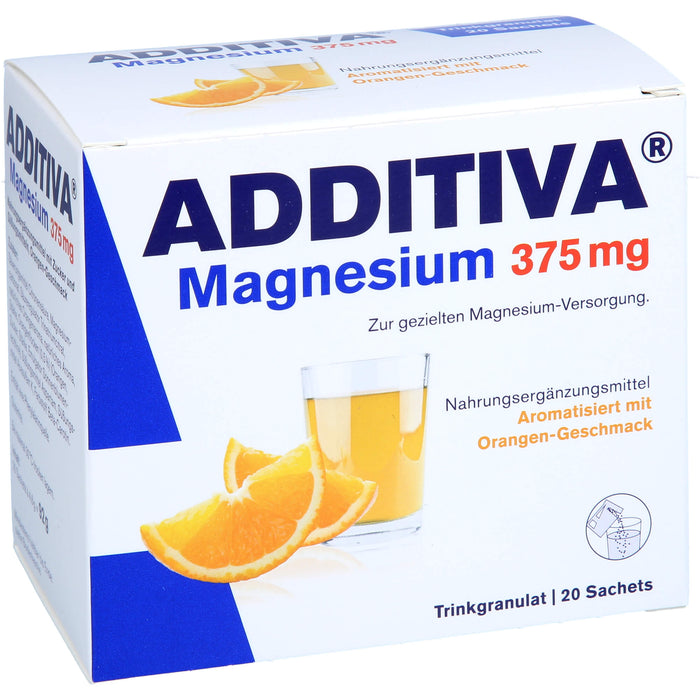 ADDITIVA Magnesium 375 mg Trinkgranulat Orangen-Geschmack, 20 pcs. Sachets