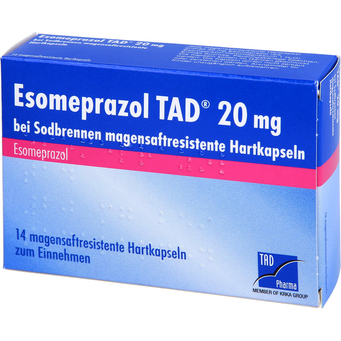 Esomeprazol TAD 20 mg bei Sodbrennen magensaftresistente Hartkapseln, 14 St. Kapseln