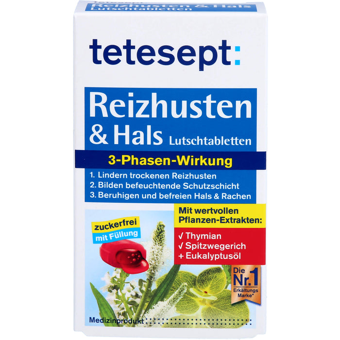 tetesept Reizhusten & Hals Lutschtabletten bei erkältungstypischen Beschwerden wie Husten, Heiserkeit und leichten Halsschmerzen, 20 pc Tablettes