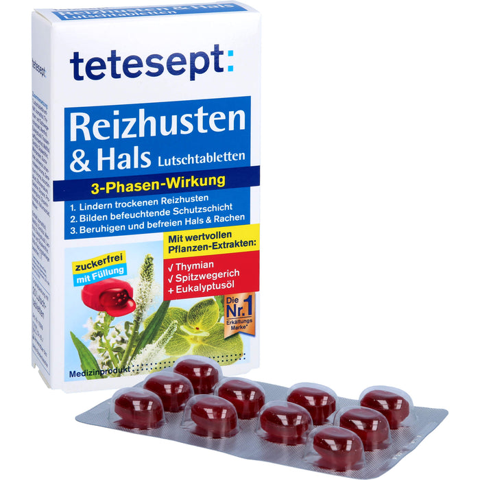 tetesept Reizhusten & Hals Lutschtabletten bei erkältungstypischen Beschwerden wie Husten, Heiserkeit und leichten Halsschmerzen, 20 St. Tabletten