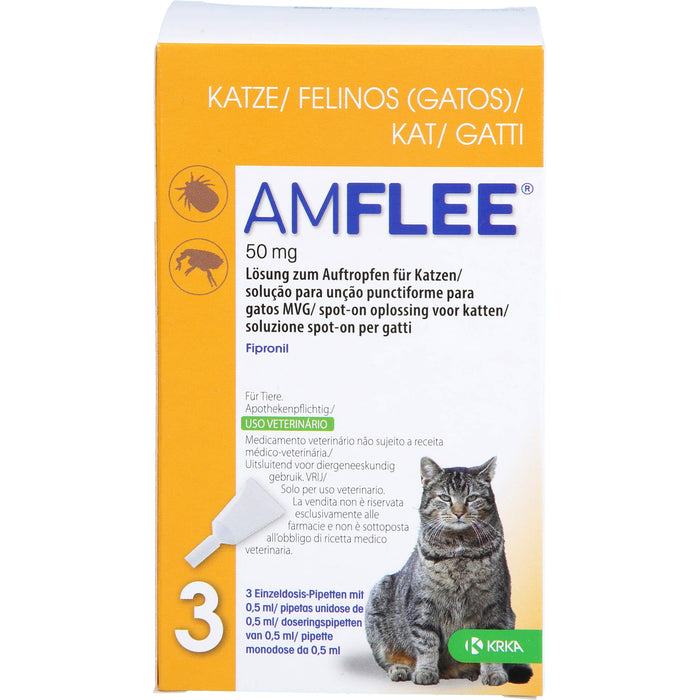 Amflee 50 mg Lösung zum Auftropfen für Katzen, 3 pcs. Pipettes