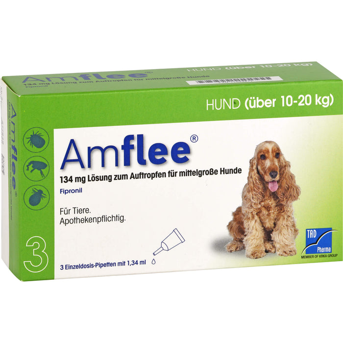 Amflee Lösung für mittelgroße Hunde, 3 pcs. Ampoules