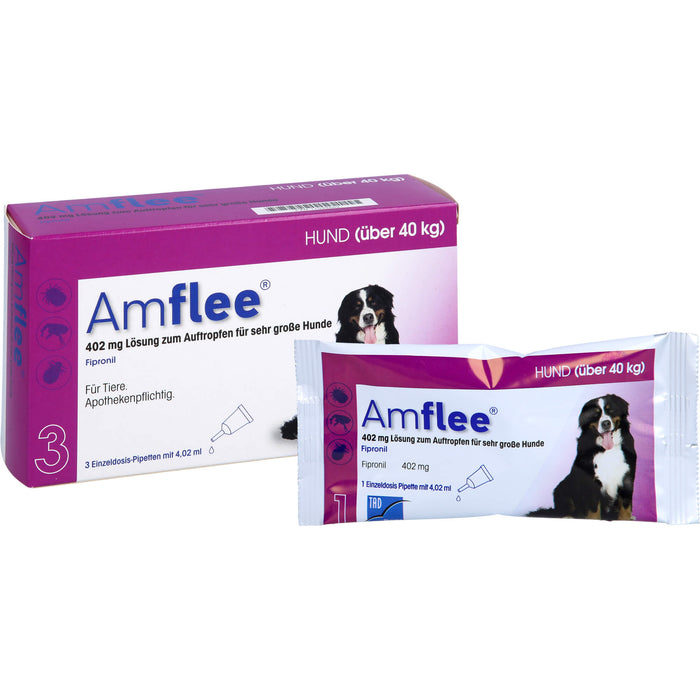 Amflee 402 mg Lösung zum Auftropfen für Hunde über 40 kg, 3 pcs. Ampoules