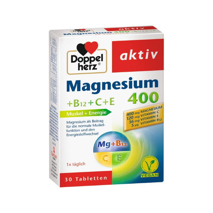 Doppelherz Magnesium 400 + B12 + C + E, 30 St TAB