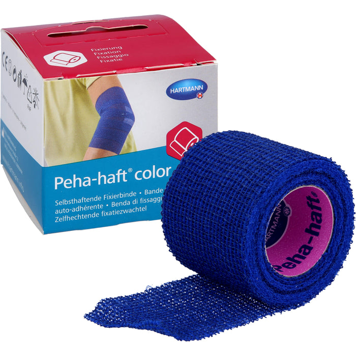 Peha-haft Color Fixierbinde latexfrei 4 cm x 4 m blau, 1 pcs. Pack