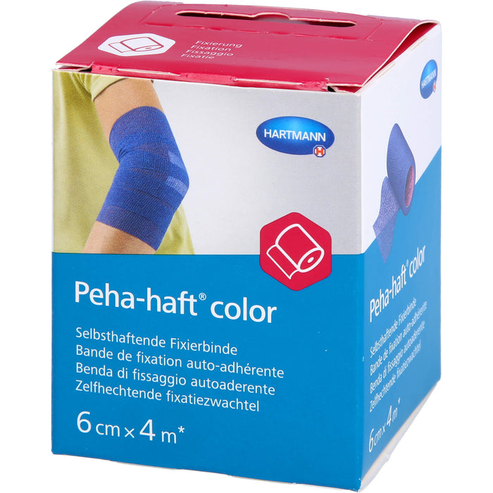 Peha-haft Color Fixierbinde latexfrei 6cmx4m blau, 1 pc Bandage