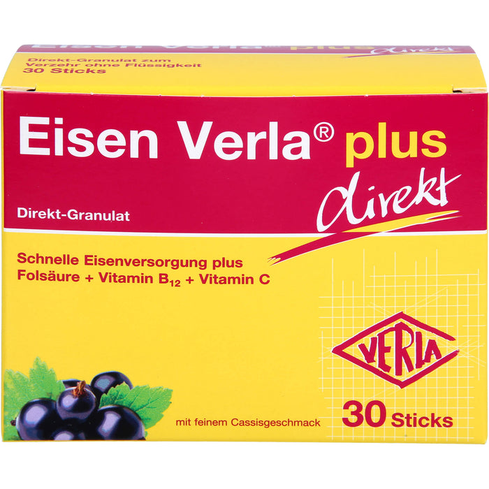 Eisen Verla plus Direkt-Granulat Sticks für gesunde Blutbildung, 30 pc Sachets