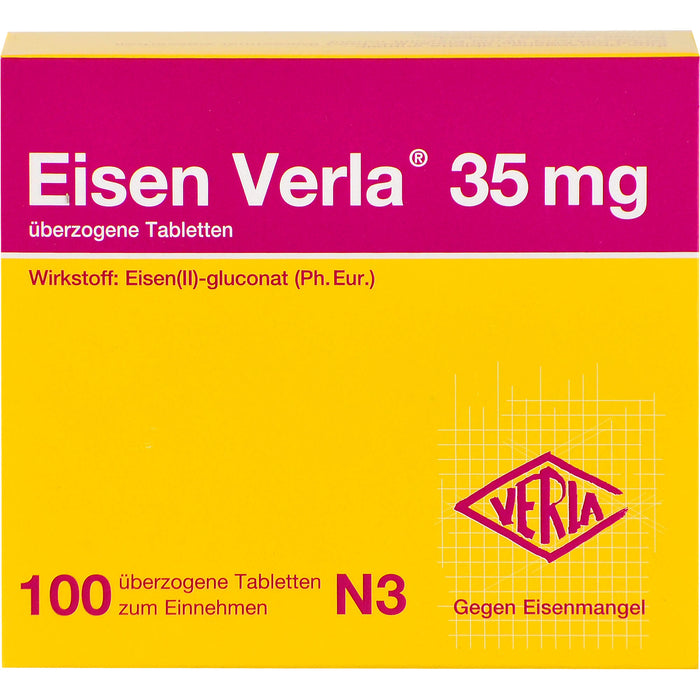 Eisen Verla 35 mg Tabletten gegen Eisenmangel, 100 pc Tablettes