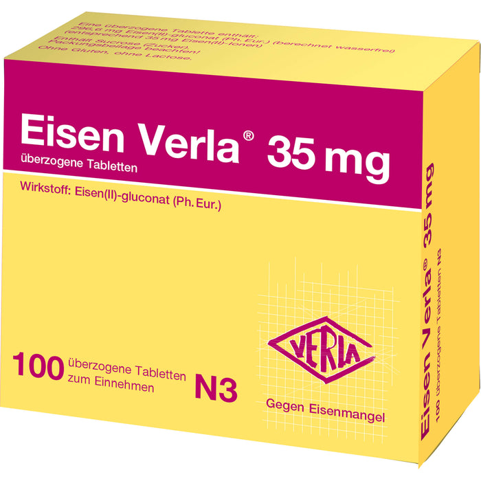 Eisen Verla 35 mg Tabletten gegen Eisenmangel, 100 pcs. Tablets