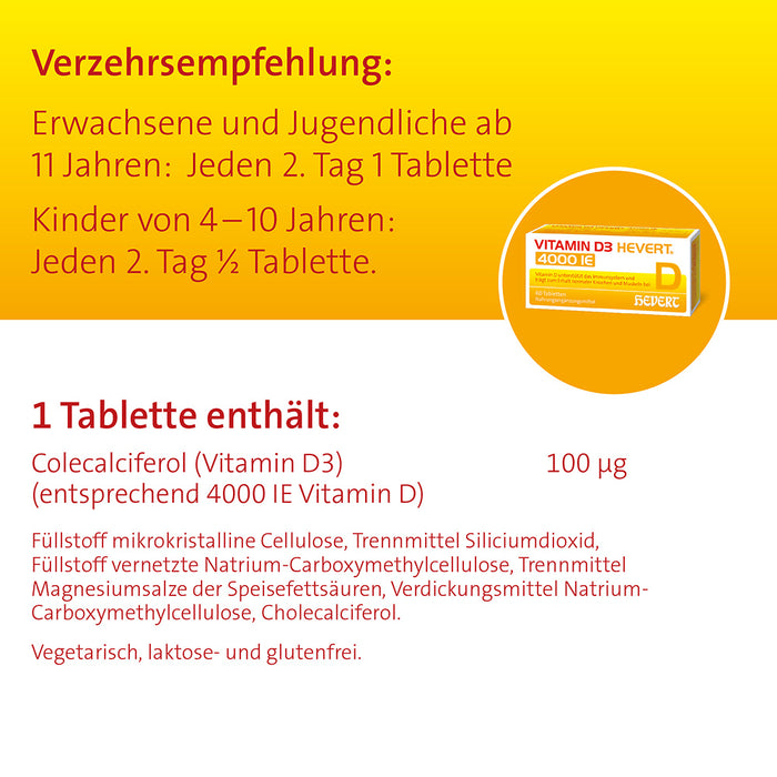 Vitamin D3 HEVERT 4000 IE Tabletten, 90 pcs. Tablets