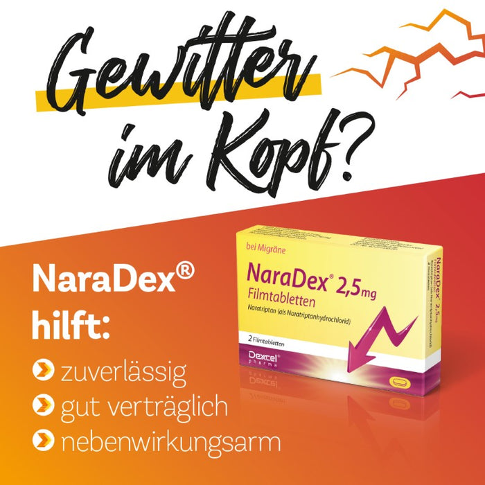 NaraDex 2,5 mg Tabletten gegen Migräne, 2 pc Tablettes