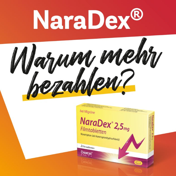 NaraDex 2,5 mg Tabletten gegen Migräne, 2 pcs. Tablets