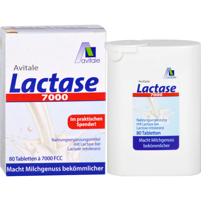 Avitale Lactase 7000 Tabletten bei Lactose-Intoleranz, 80 pcs. Tablets