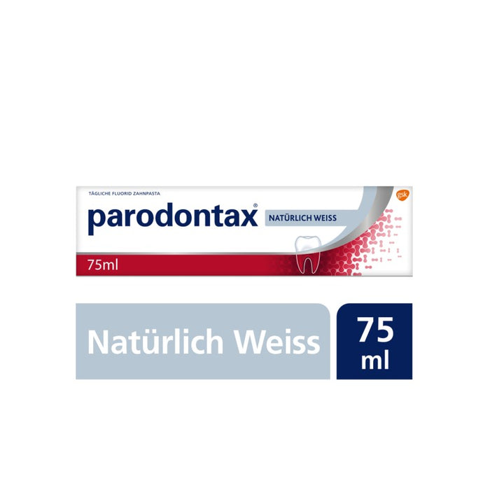 PARODONTAX Natürlich Weiss Zahnpasta bringt das natürliche Weiß zurück und hilft Zahnfleischbluten vorzubeugen, 75 ml Zahncreme