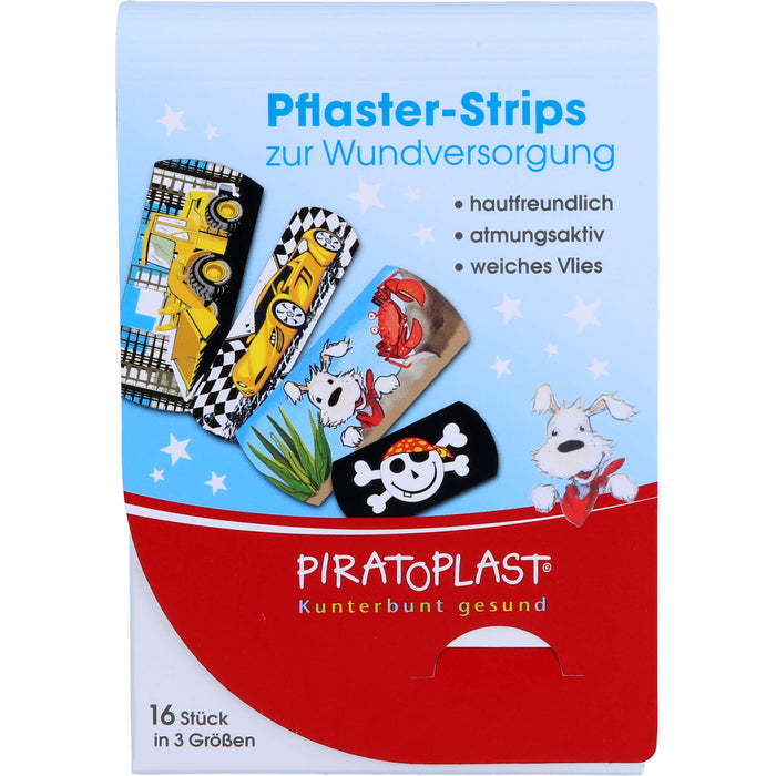 PIRATOPLAST Pflasterstrips in drei Größen für Jungs, 16 pc Pansement