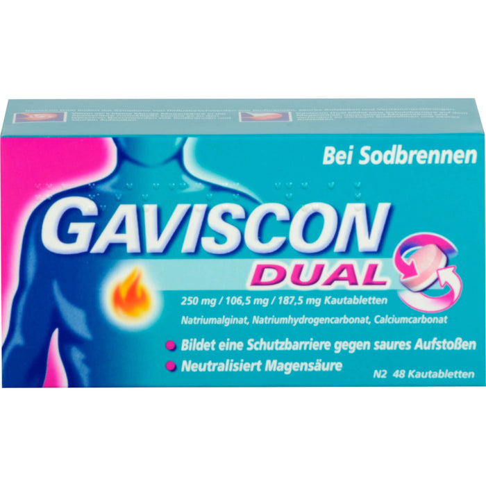 GAVSICON Dual Kautabletten bei Sodbrennen, 48 pcs. Tablets