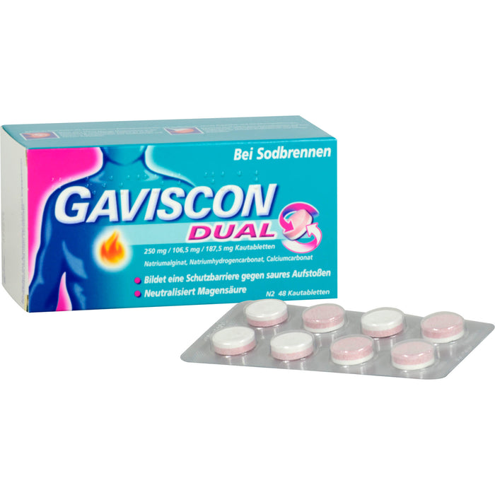 GAVSICON Dual Kautabletten bei Sodbrennen, 48 pc Tablettes