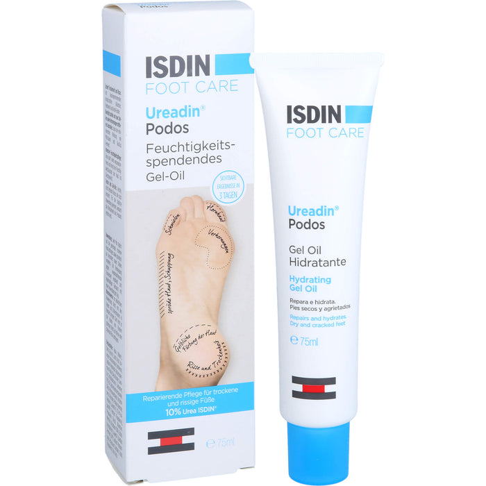 ISDIN Ureadin Podos feuchtigkeitsspendendes Gel-Oil für trockene und rissige Füße, 75 ml Gel