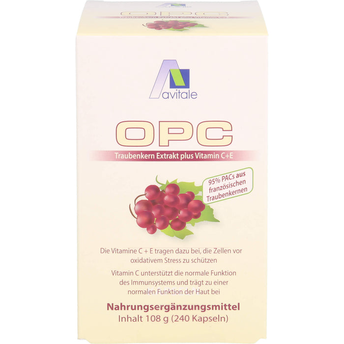 Avitale OPC Traubenkern Extrakt plus Vitamin C+E Kapseln, 240 pcs. Capsules