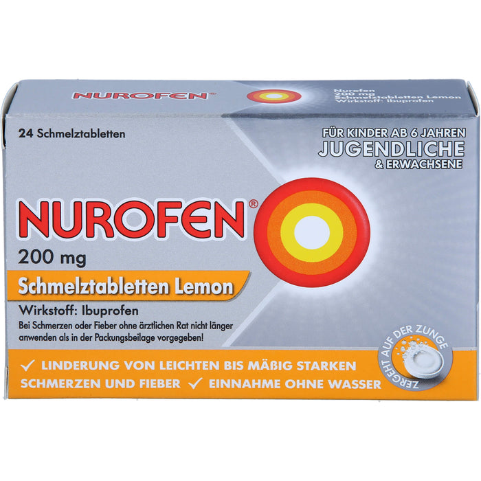 Nurofen Schmelztabletten Lemon bei Kopfschmerzen ab 6 Jahren 200mg, 24 St. Tabletten