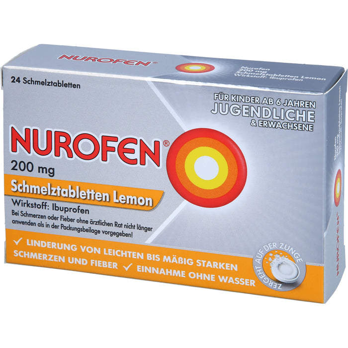 Nurofen Schmelztabletten Lemon bei Kopfschmerzen ab 6 Jahren 200mg, 24 pcs. Tablets