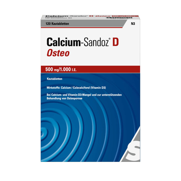 Calcium-Sandoz D Osteo 500 mg/1.000 I.E. Kautabletten, 120 St. Tabletten