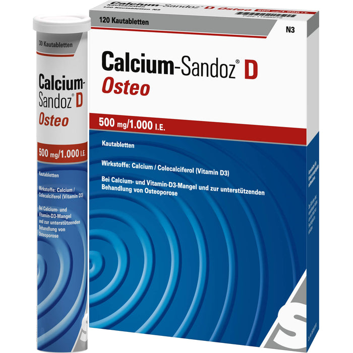 Calcium-Sandoz D Osteo 500 mg/1.000 I.E. Kautabletten, 120 pc Tablettes