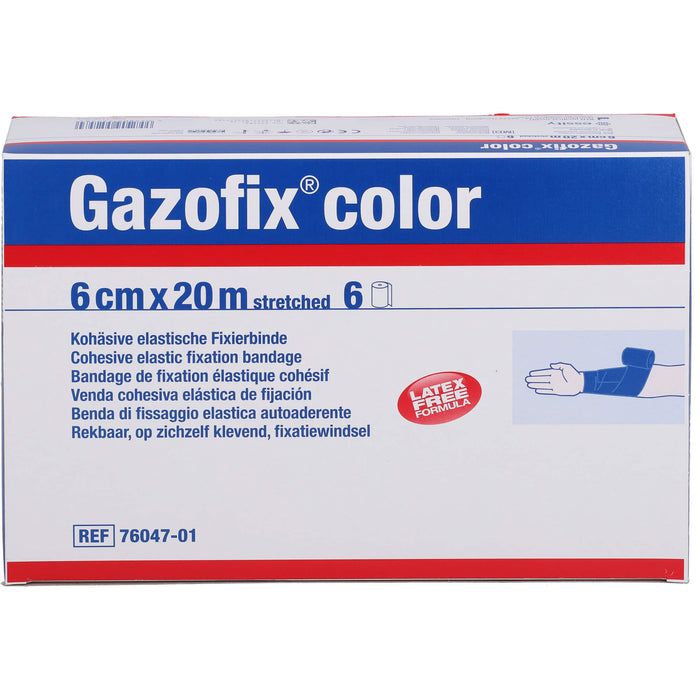 Gazofix color kohäsive Fixierbinde blau 20m x 6cm, 6 St BIN