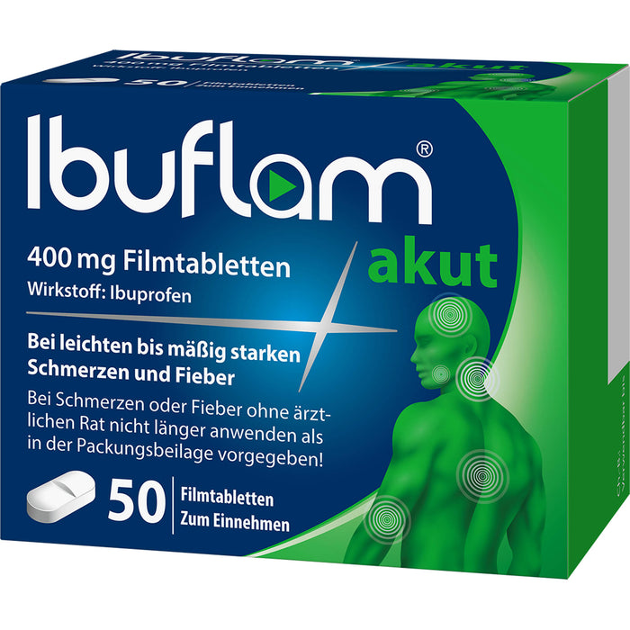 Ibuflam akut 400 mg Filmtabletten bei Schmerzen und Fieber, 50 St. Tabletten