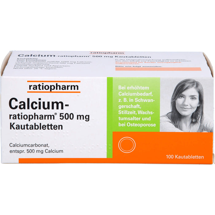 Calcium-ratiopharm 500 mg Kautabletten, 100 pc Tablettes