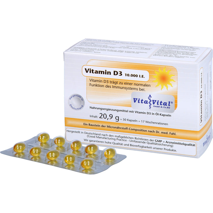 Vita Vital Vitamin D3 10,000 i.E. Kapseln, 50 St. Kapseln