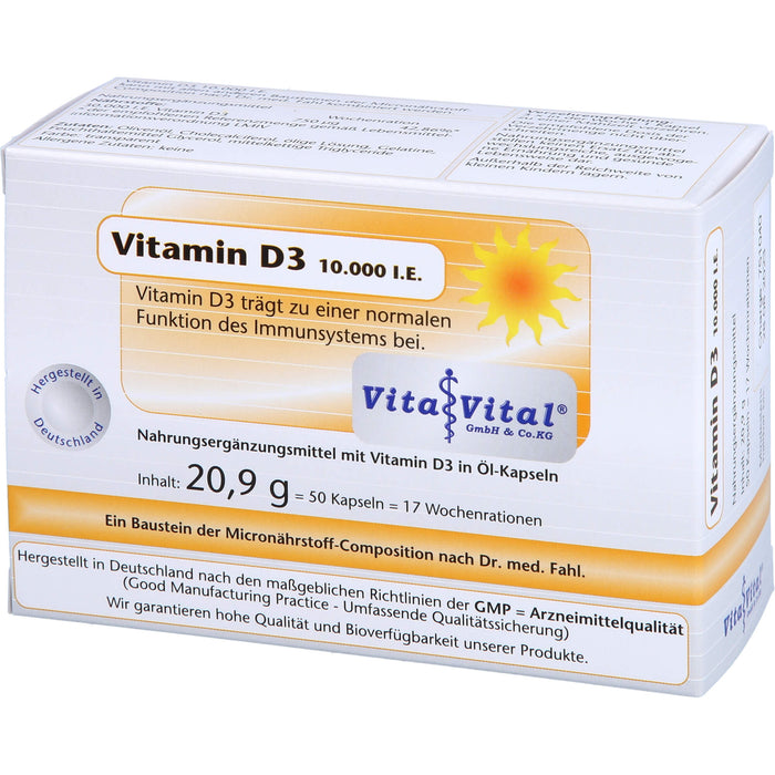 Vita Vital Vitamin D3 10,000 i.E. Kapseln, 50 pcs. Capsules