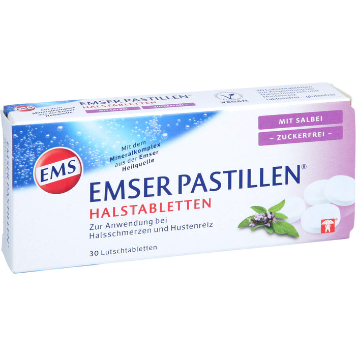 EMSER Pastillen Halstabletten mit Salbei zuckerfrei, 30 St. Tabletten