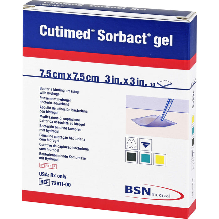 Cutimed Sorbact Gel bakterienbindende Kompresse 7,5 cm x 7,5 cm, 10 St. Kompressen