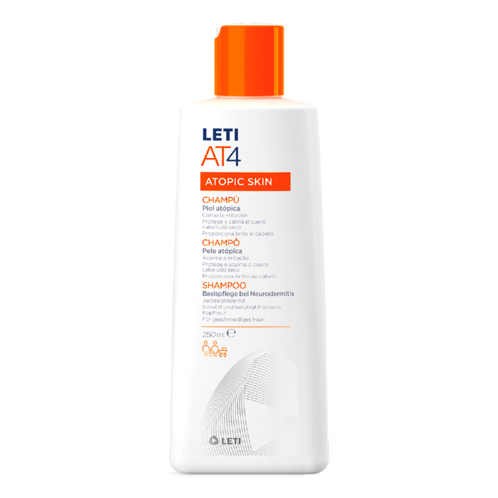 LETI AT4 Shampoo - Extramildes Shampoo bei trockener oder zu Neurodermitis neigender Kopfhaut, 250 ml Shampoing