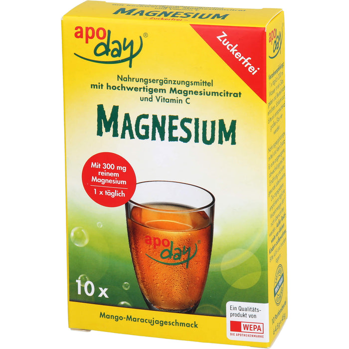 Apoday Magnesium Pulver mit Mango-Maracujageschmack zuckerfrei, 4.5 g Pulver