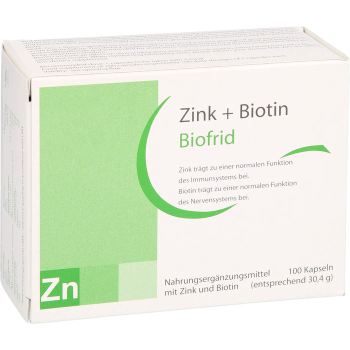 Biofrid Zink + Biotin Kapseln, 100 St. Kapseln