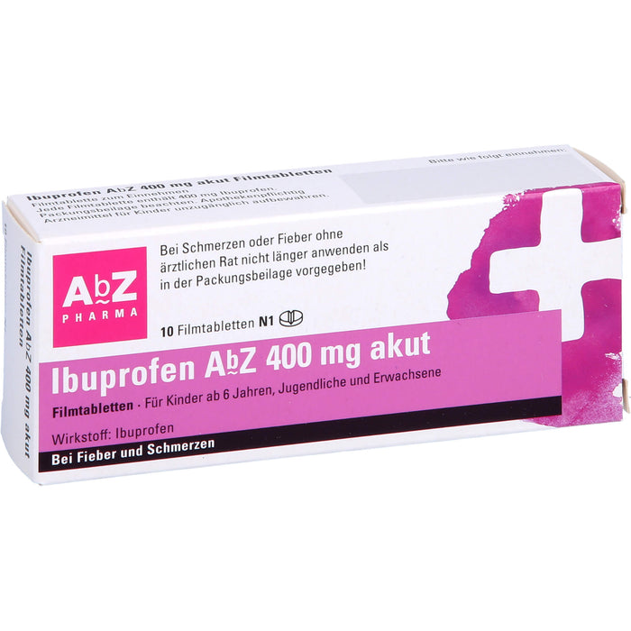 Ibuprofen AbZ 400 mg akut Filmtabletten, 10 pcs. Tablets