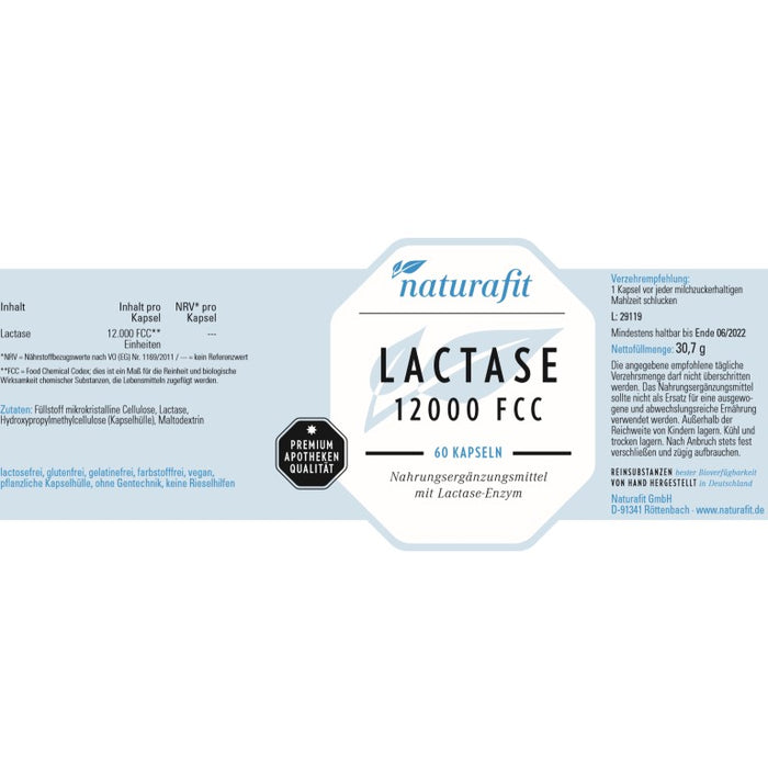 naturafit Lactase 12000 FCC Kapseln, 60 St. Kapseln