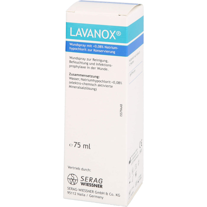 LAVANOX Wundspray zur Reinigung, Befeuchtung und Infektionsprophylaxe in der Wunde, 75 ml Solution