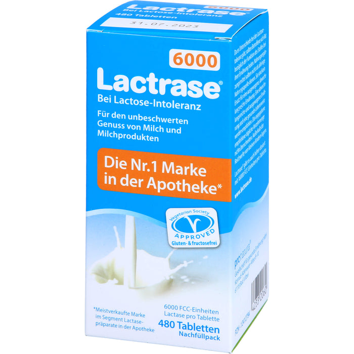 Lactrase 6000 bei Lactose-Intoleranz Tabletten Nachfüllpack, 480 St. Tabletten