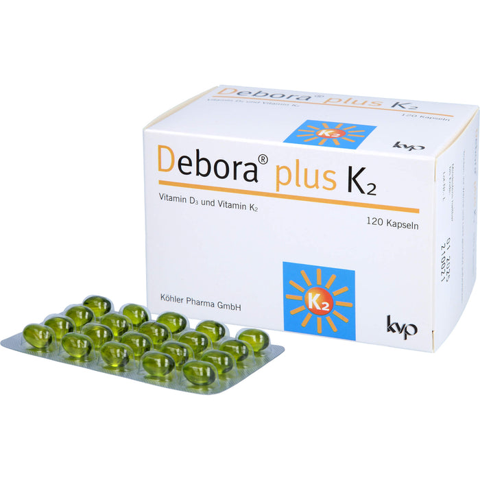 Debora plus K2 Vitamin D3 und Vitamin K2 Kapseln, 120 St. Kapseln