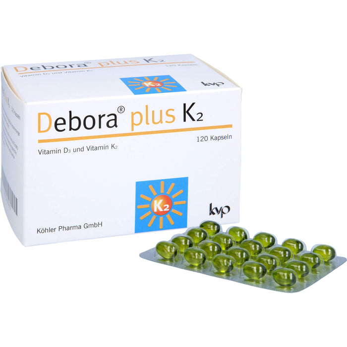 Debora plus K2 Vitamin D3 und Vitamin K2 Kapseln, 120 St. Kapseln