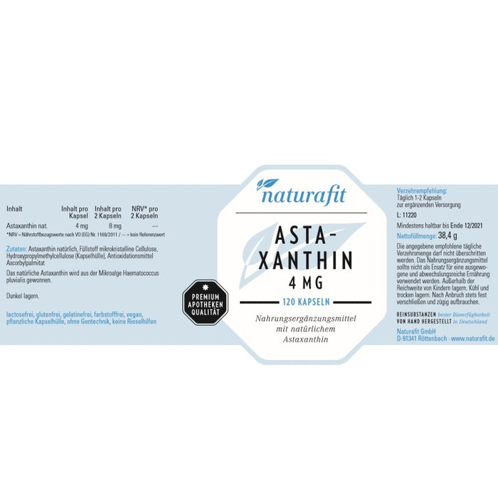 naturafit Astaxanthin 4 mg Kapseln, 120 pcs. Capsules