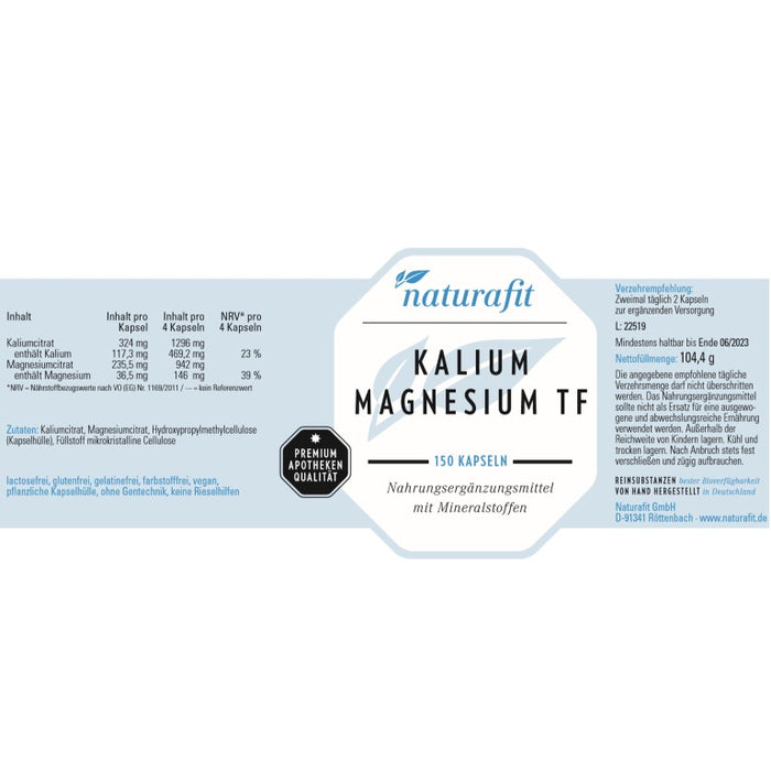 naturafit Kalium Magnesium TF Kapseln, 150 pc Capsules