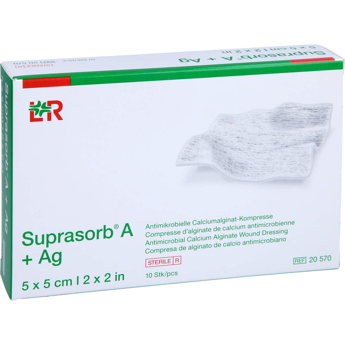 SUPRASORB A+Ag Antimik.Cal.Alginat Kompr.5x5cm, 10 St KOM